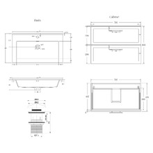 Dunes 800mm Grey Vanity Package with Mixer & LED Mirror